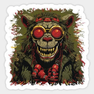 Vintage Design - Green Monster, a Horrifying Illustration. Sticker